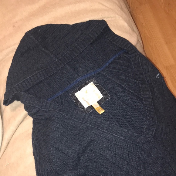 Navy blue v neck sweater dress - Picture 3 of 3